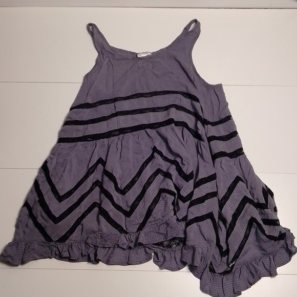 Free people grey and black trapeze slip dress lace tunic tops  size small summer - Picture 2 of 4
